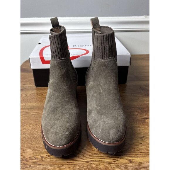 Blondo Darren Boots Womens Size 9M Taupe Suede Waterproof Sock Ankle Booties - Picture 1 of 7